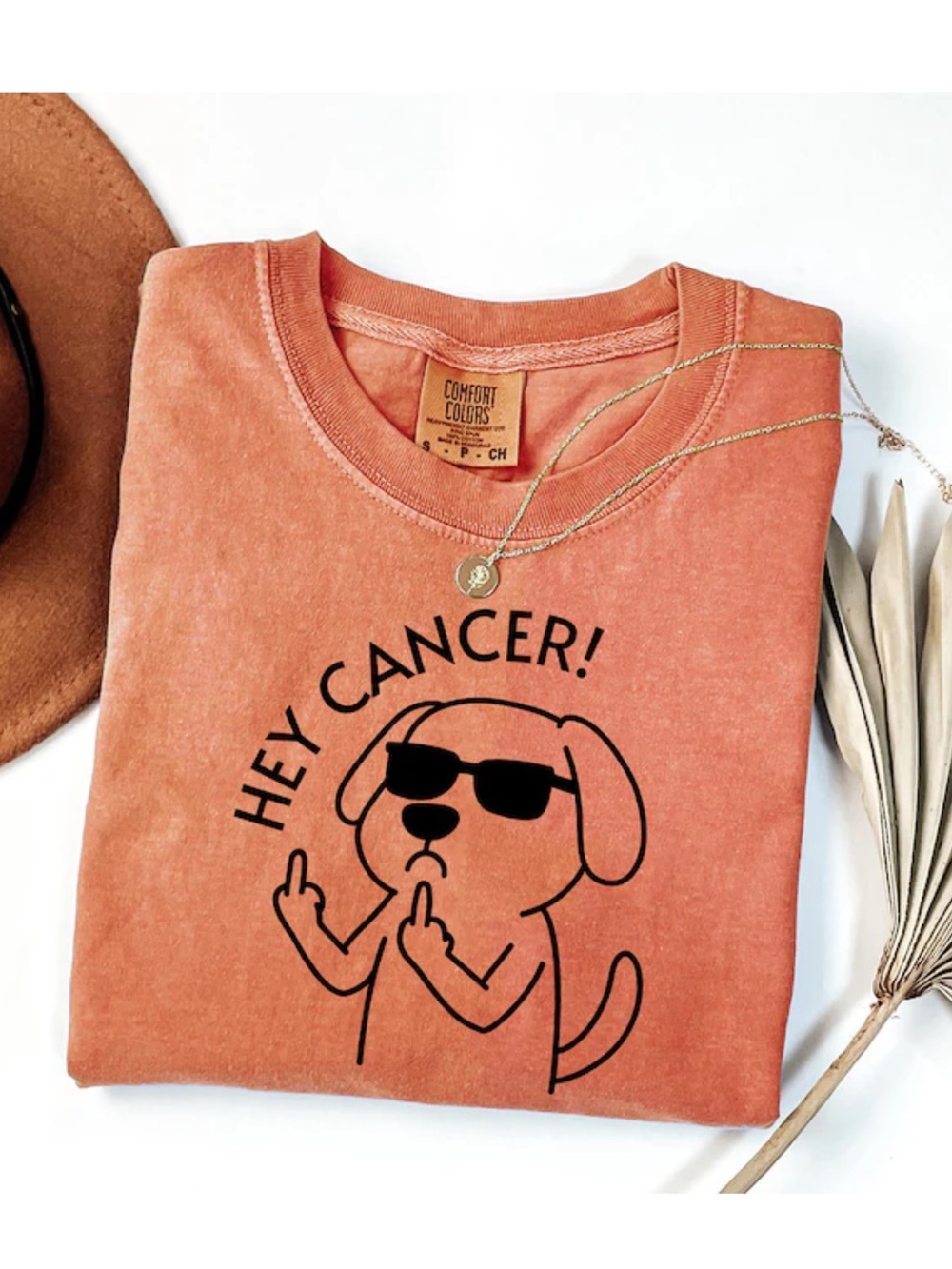 Comfort Colors Yam 'Hey Cancer' Dog Graphic Tee